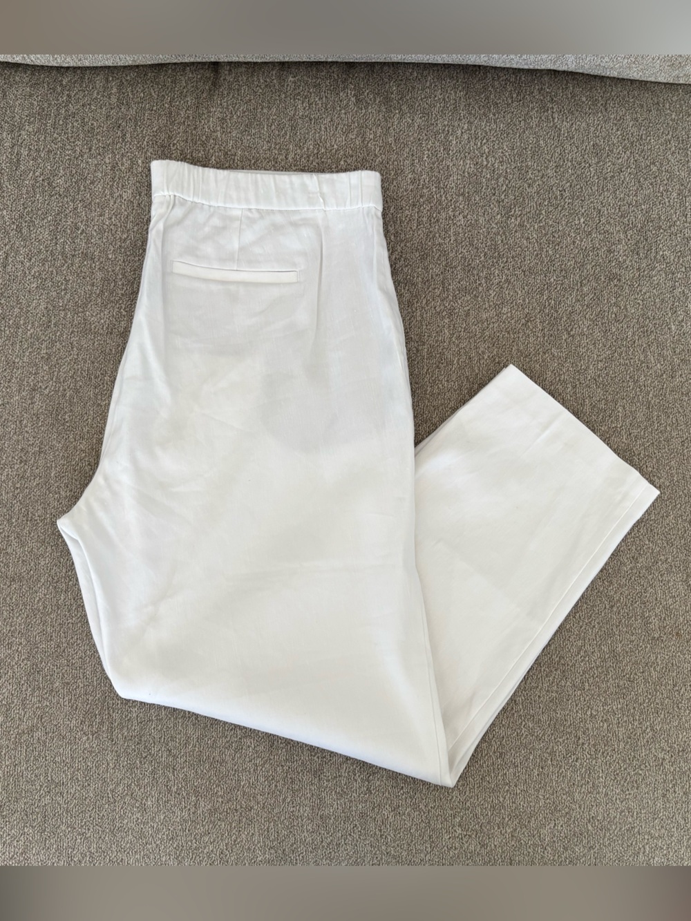 NWT J.Jill Linen Stretch White Pull On Straight Ankle Pants Large